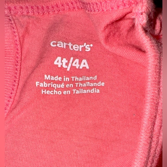 Carter’s Amazing Sister Cherry Pink Ruffle Short Sleeve Shirt Size 4T - Picture 3 of 5